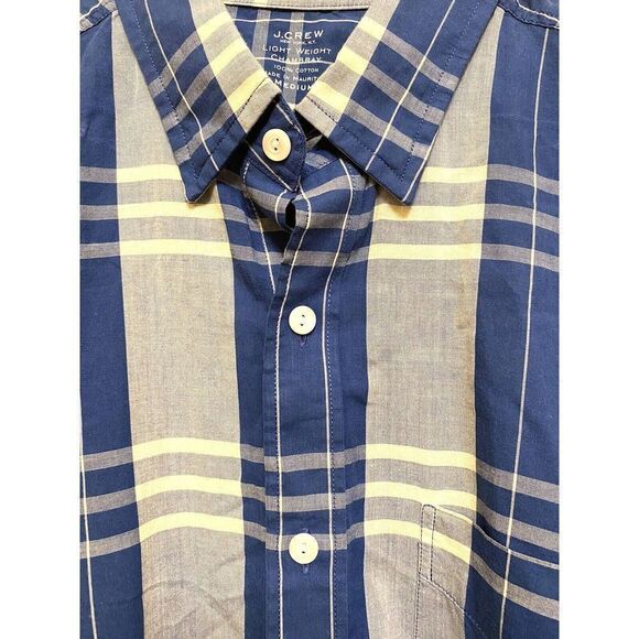 J.Crew N.Y Light Weight Ch. Shirt Medium 100% Cotton Button Up Shirt Plaid  Blue - Picture 4 of 7